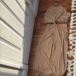 Elegant Tan Maxi Dress